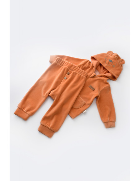 UP-BC-CSYK6017-3,Set Ursulet cu bluzita cu fermoar si gluga si panataloni lungi din 80%bumbac organic si 20% poliester - Portoca