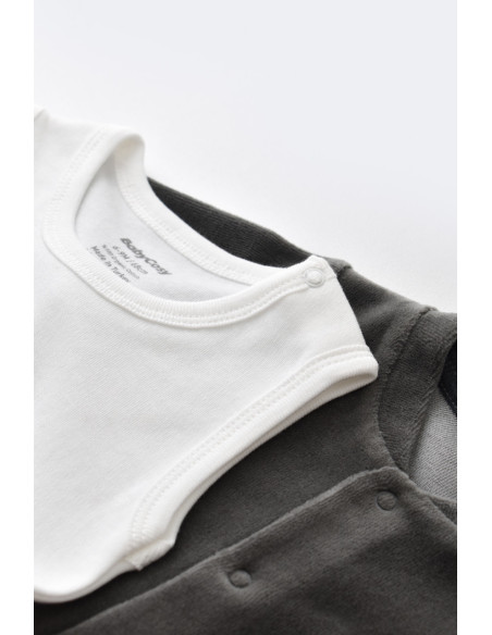 UP-BC-CSYK6020-0,Set Broscuta cu salopeta si body din 80%bumbac organic si 20% poliester - Antracit, Baby Cosy