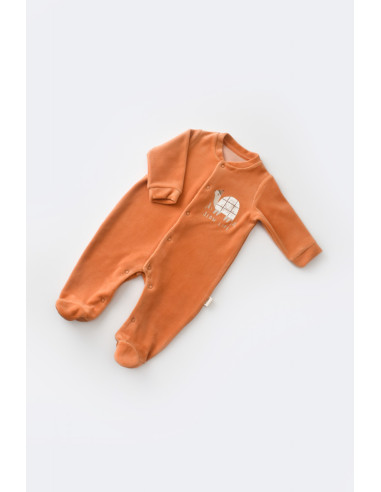 UP-BC-CSYK6021-0,Set Broscuta cu salopeta si body din 80%bumbac organic si 20% poliester - Portocaliu, Baby Cosy