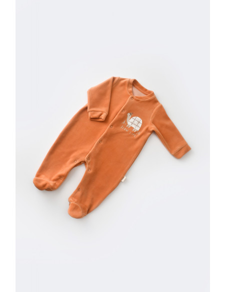 UP-BC-CSYK6021-0,Set Broscuta cu salopeta si body din 80%bumbac organic si 20% poliester - Portocaliu, Baby Cosy