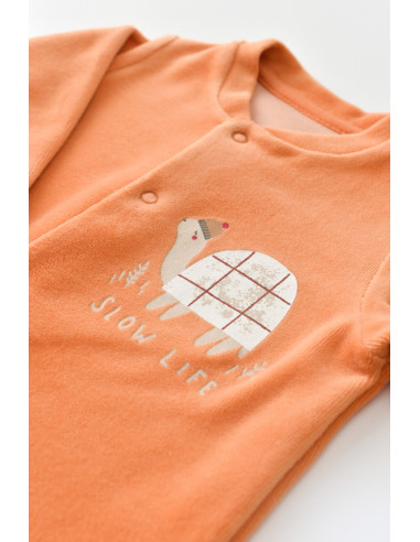 UP-BC-CSYK6021-0,Set Broscuta cu salopeta si body din 80%bumbac organic si 20% poliester - Portocaliu, Baby Cosy