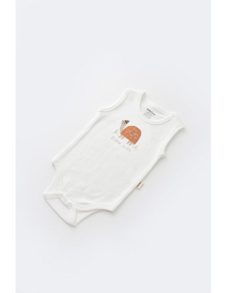 UP-BC-CSYK6021-0,Set Broscuta cu salopeta si body din 80%bumbac organic si 20% poliester - Portocaliu, Baby Cosy