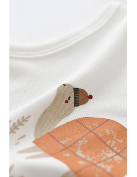 UP-BC-CSYK6021-0,Set Broscuta cu salopeta si body din 80%bumbac organic si 20% poliester - Portocaliu, Baby Cosy