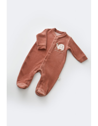 UP-BC-CSYK6022-0,Set Broscuta cu salopeta si body din 80%bumbac organic si 20% poliester - Caramiziu, Baby Cosy