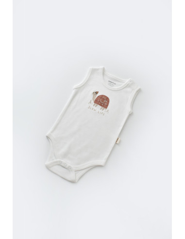 UP-BC-CSYK6022-0,Set Broscuta cu salopeta si body din 80%bumbac organic si 20% poliester - Caramiziu, Baby Cosy