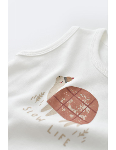 UP-BC-CSYK6022-0,Set Broscuta cu salopeta si body din 80%bumbac organic si 20% poliester - Caramiziu, Baby Cosy