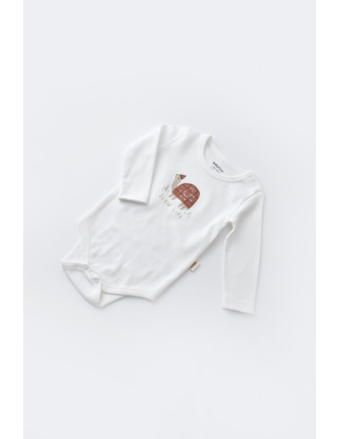 UP-BC-CSYK6026-3,Set 3 piese Broscuta cu body, pantalonasi si vestuta din 80%bumbac organic si 20% poliester - Caramiziu, Baby C