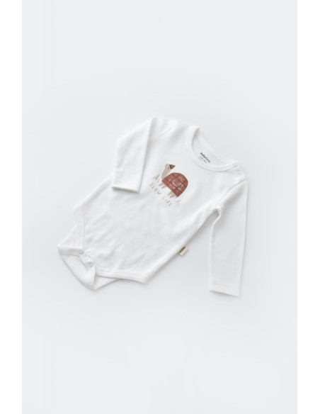 UP-BC-CSYK6026-3,Set 3 piese Broscuta cu body, pantalonasi si vestuta din 80%bumbac organic si 20% poliester - Caramiziu, Baby C