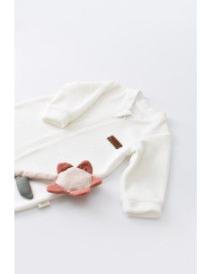 UP-BC-CSYK6027-3,Salopeta cu maneca lunga si fermoar din 80%bumbac organic si 20% poliester - Ecru, Baby Cosy 2