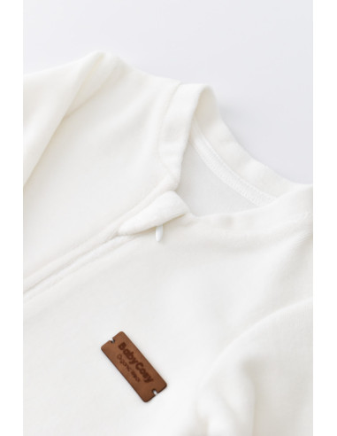 UP-BC-CSYK6027-3,Salopeta cu maneca lunga si fermoar din 80%bumbac organic si 20% poliester - Ecru, Baby Cosy
