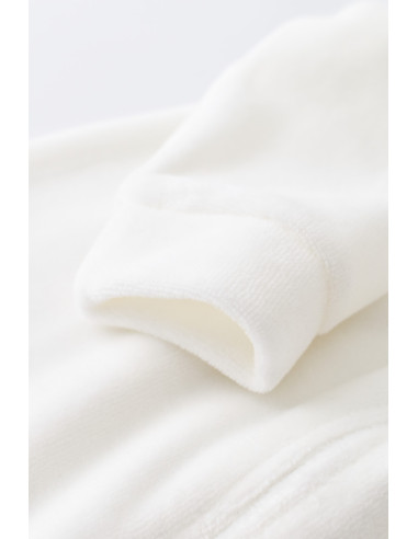 UP-BC-CSYK6027-3,Salopeta cu maneca lunga si fermoar din 80%bumbac organic si 20% poliester - Ecru, Baby Cosy