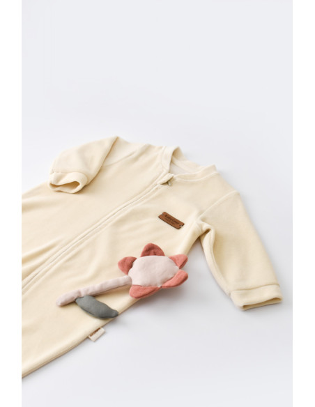 UP-BC-CSYK6028-3,Salopeta cu maneca lunga si fermoar din 80%bumbac organic si 20% poliester - Crem, Baby Cosy