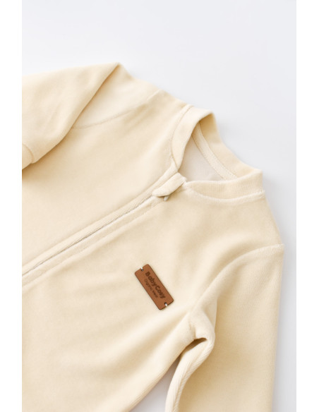 UP-BC-CSYK6028-3,Salopeta cu maneca lunga si fermoar din 80%bumbac organic si 20% poliester - Crem, Baby Cosy