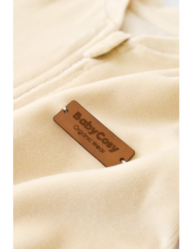 UP-BC-CSYK6028-3,Salopeta cu maneca lunga si fermoar din 80%bumbac organic si 20% poliester - Crem, Baby Cosy
