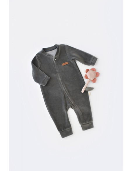 UP-BC-CSYK6029-3,Salopeta cu maneca lunga si fermoar din 80%bumbac organic si 20% poliester - Antracit, Baby Cosy
