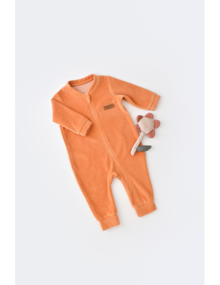 UP-BC-CSYK6030-3,Salopeta cu maneca lunga si fermoar din 80%bumbac organic si 20% poliester - Portocaliu, Baby Cosy