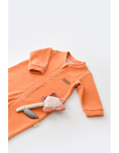 UP-BC-CSYK6030-3,Salopeta cu maneca lunga si fermoar din 80%bumbac organic si 20% poliester - Portocaliu, Baby Cosy