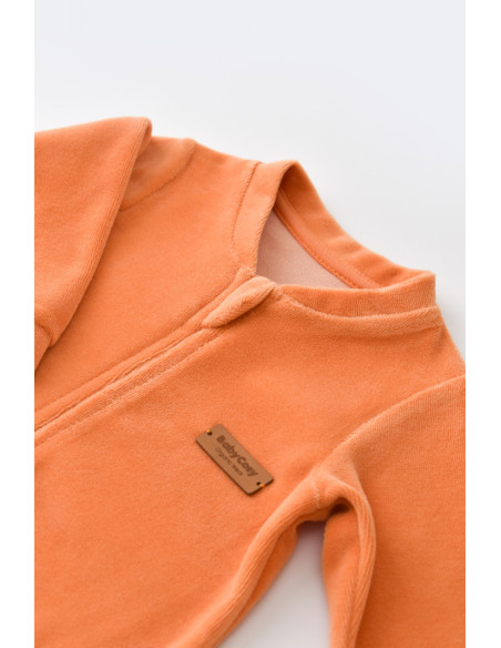 UP-BC-CSYK6030-3,Salopeta cu maneca lunga si fermoar din 80%bumbac organic si 20% poliester - Portocaliu, Baby Cosy