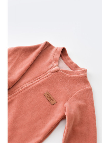 UP-BC-CSYK6031-3,Salopeta cu maneca lunga si fermoar din 80%bumbac organic si 20% poliester - Caramiziu, Baby Cosy
