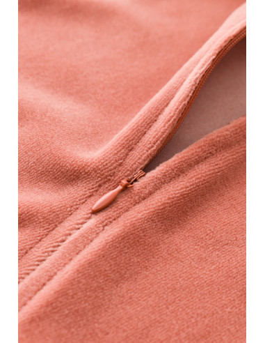 UP-BC-CSYK6031-3,Salopeta cu maneca lunga si fermoar din 80%bumbac organic si 20% poliester - Caramiziu, Baby Cosy