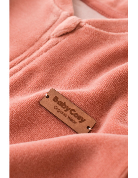 UP-BC-CSYK6031-3,Salopeta cu maneca lunga si fermoar din 80%bumbac organic si 20% poliester - Caramiziu, Baby Cosy