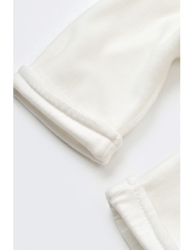 UP-BC-CSYK6032-3,Salopeta Velvet cu bretele din 80%bumbac organic si 20% poliester - Ecru, Baby Cosy