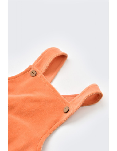 UP-BC-CSYK6035-12,Salopeta Velvet cu bretele din 80%bumbac organic si 20% poliester - Portocaliu, Baby Cosy