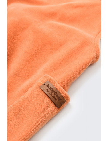 UP-BC-CSYK6035-12,Salopeta Velvet cu bretele din 80%bumbac organic si 20% poliester - Portocaliu, Baby Cosy