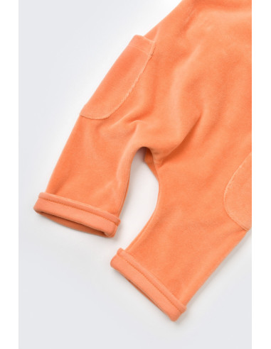 UP-BC-CSYK6035-12,Salopeta Velvet cu bretele din 80%bumbac organic si 20% poliester - Portocaliu, Baby Cosy