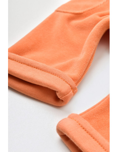 UP-BC-CSYK6035-12,Salopeta Velvet cu bretele din 80%bumbac organic si 20% poliester - Portocaliu, Baby Cosy