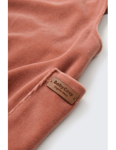 UP-BC-CSYK6036-3,Salopeta Velvet cu bretele din 80%bumbac organic si 20% poliester - Caramiziu, Baby Cosy