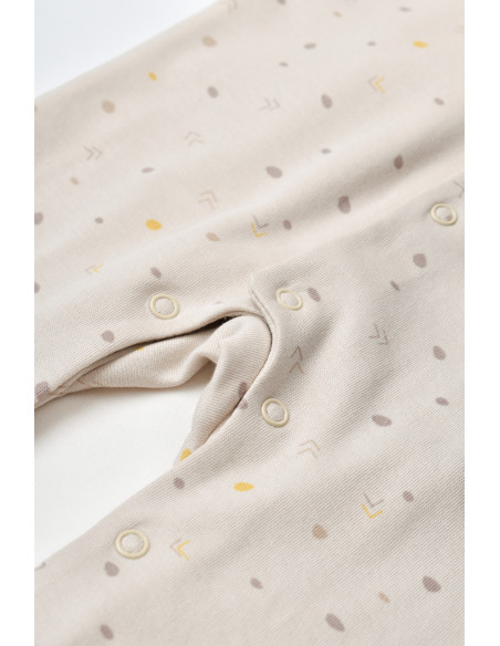 UP-BC-CSY5818-0,Set 2 salopetele cu maneca lunga si panataloni lungi cu botosei - 100%bumbac organic - Crem cu buline, Baby Cosy