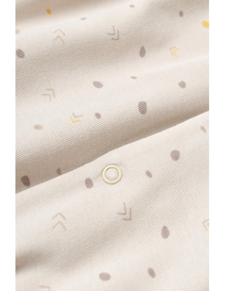 UP-BC-CSY5818-0,Set 2 salopetele cu maneca lunga si panataloni lungi cu botosei - 100%bumbac organic - Crem cu buline, Baby Cosy
