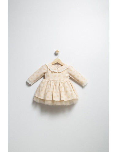 UP-tgs_38299,Rochita eleganta pentru fetite Elbise, Tongs baby, cu tulle si volane, Bej