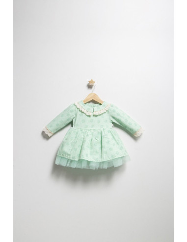 UP-tgs_382910,Rochita eleganta pentru fetite Elbise, Tongs baby, cu tulle si volane, Verde