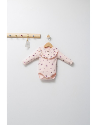 UP-tgs_4469_4,Set de 2 body-uri cu volanase pentru nou nascuti Paris, Tongs baby, roz (Marime: 3-6 Luni)