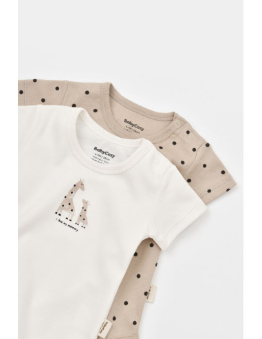 UP-BC-CSY5758-0,Set 2 body-uri bebe unisex Girafa, Baby Cosy, 100% bumbac organic