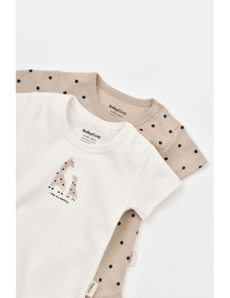 UP-BC-CSY5758-0,Set 2 body-uri bebe unisex Girafa, Baby Cosy, 100% bumbac organic