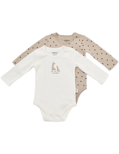 UP-BC-CSY5788-0,Set 2 body-uri cu maneca lunga bebe unisex Girafa, Baby Cosy, 100% bumbac organic