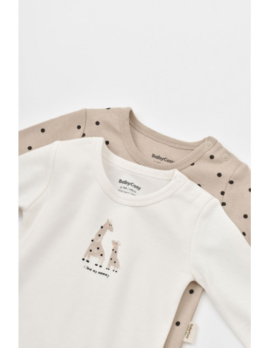 UP-BC-CSY5788-0,Set 2 body-uri cu maneca lunga bebe unisex Girafa, Baby Cosy, 100% bumbac organic