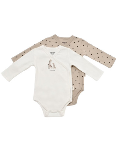 UP-BC-CSY5759-0,Set 2 body-uri cu maneca lunga petrecute, Girafa, Baby Cosy, 100% bumbac organic