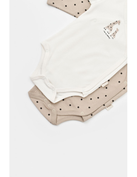 UP-BC-CSY5759-0,Set 2 body-uri cu maneca lunga petrecute, Girafa, Baby Cosy, 100% bumbac organic