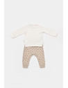 UP-BC-CSY2012-6,Set bluzita cu maneca lunga si panataloni lungi cu buline Girafa, BabyCosy, 100% bumbac organic, Ecru