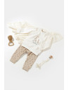 UP-BC-CSY2012-6,Set bluzita cu maneca lunga si panataloni lungi cu buline Girafa, BabyCosy, 100% bumbac organic, Ecru