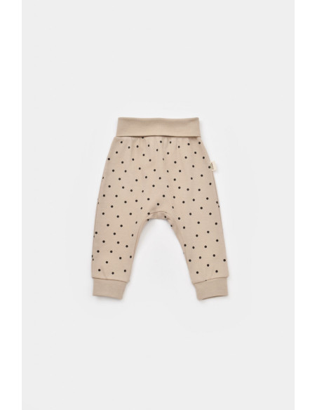 UP-BC-CSY2012-6,Set bluzita cu maneca lunga si panataloni lungi cu buline Girafa, BabyCosy, 100% bumbac organic, Ecru