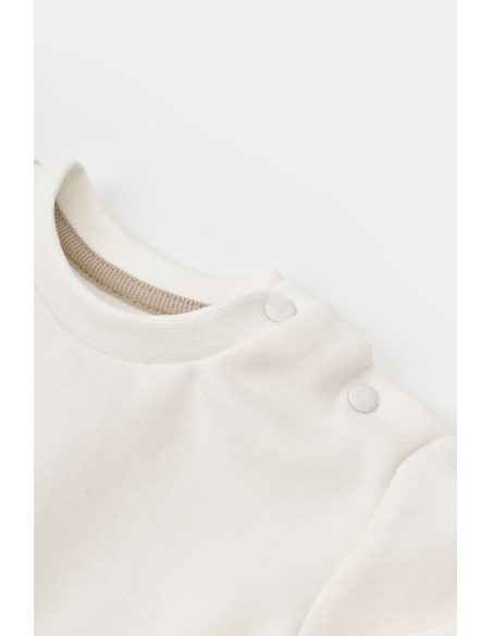 UP-BC-CSY2014-3,Set bluzita cu maneca lunga si panataloni lungi Girafa, BabyCosy, 100% bumbac organic, Ecru