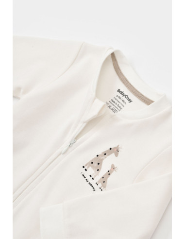 UP-BC-CSY3041-3,Salopeta cu fermoar Girafa, BabyCosy, 100% bumbac organic, Ecru