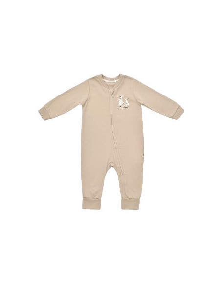 UP-BC-CSY3042-3,Salopeta cu fermoar Girafa, BabyCosy, 100% bumbac organic, Mink