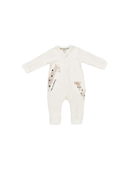 UP-BC-CSY3043-3,Salopeta cu fermoar Girafe, BabyCosy, 100% bumbac organic, Ecru