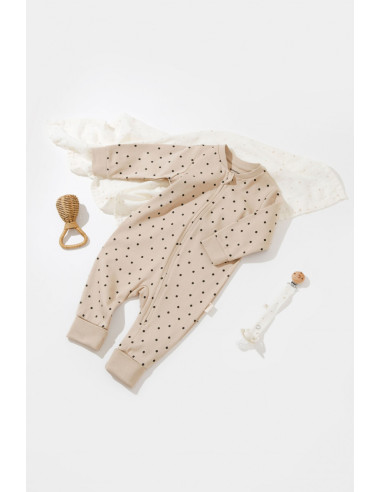 UP-BC-CSY3044-3,Salopeta cu fermoar si buline Girafa, BabyCosy, 100% bumbac organic, Mink